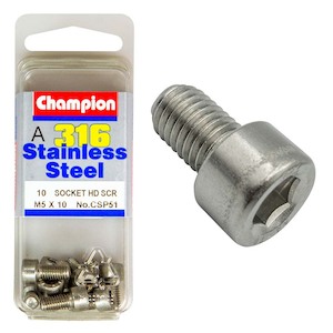 Fasteners Blister Packs Socket Hd Set Screws Stainless: Champion 316/A4 M5 x 10 Socket HD Set Screw (A)