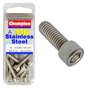 Fasteners Blister Packs Socket Hd Set Screws Stainless: Champion 316/A4 M5 x 25 Socket HD Set Screw (A)