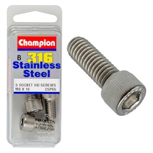 Fasteners Blister Packs Socket Hd Set Screws Stainless: Champion 316/A4 M8 x 16 Socket HD Set Screw (B)