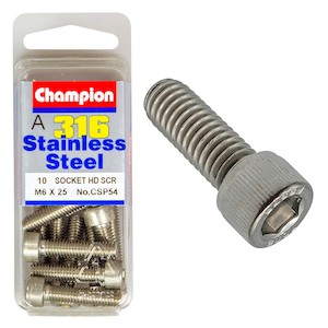 Fasteners Blister Packs Socket Hd Set Screws Stainless: Champion 316/A4 M6 x 25 Socket HD Set Screw (A)