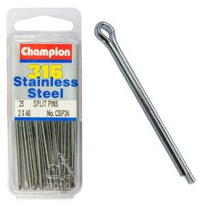 Fasteners Blister Packs Split Pins Stainless: Champion 316/A4 Split Pin 2 x 40mm (B)