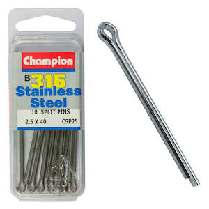 Fasteners Blister Packs Split Pins Stainless: Champion 316/A4 Split Pin 2.5 x 40mm (B)