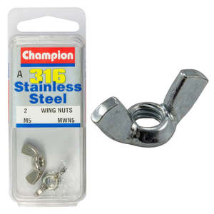 Fasteners Blister Packs Wing Nuts Stainless: Champion 5mm Wing Nut - 316/A4