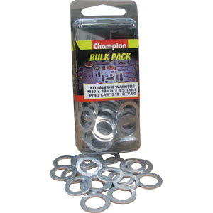 Fasteners Bulk Packs Washers Aluminium: Champion M12 x 18 x 1.5mm Aluminium (Sump Plug) Washer -50pk