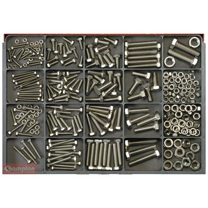 Fasteners Master Kits: Champion 316pc Metric Set Screw & Nut Assortment 304/A2