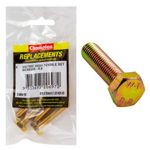 Champion M10 x 50mm x 1.25 Set Screw -Gr8.8 -4pk