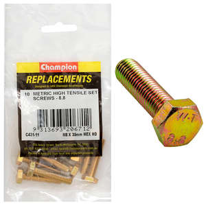 Fasteners Replacement Packs Bolts Set Screws Nuts: Champion M8 x 35mm x 1.25 Set Screw -Gr8.8 -10pk