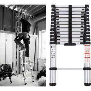 Workshop Equipment Misc: ProEquip 3.8M Telescopic Aluminium Ladder 150kg Cap.
