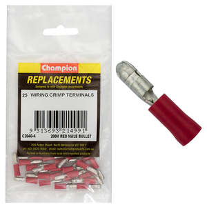 Electrical Accessories: Champion Red Male Bullet Terminal -25pk