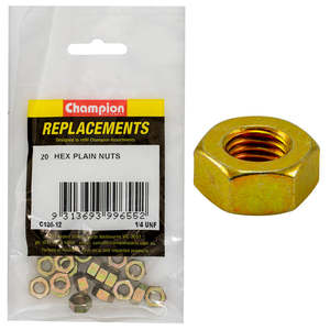 Fasteners Replacement Packs Bolts Set Screws Nuts: Champion 1/4in UNF Hexagon Nut -20pk