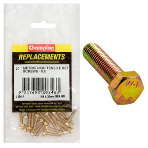Fasteners Replacement Packs Bolts Set Screws Nuts: Champion M4 x 20mm x 0.7 Set Screw -Gr.8.8 -20pk
