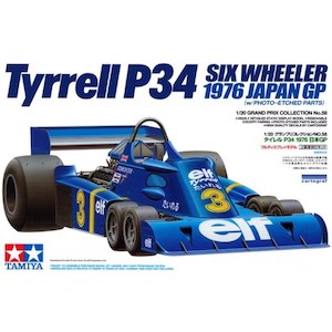 F1 Cars: Tamiya 20058 1/20 Tyrrell P34 Six Wheeler w/Photo-etched Parts - 1976 Japan GP