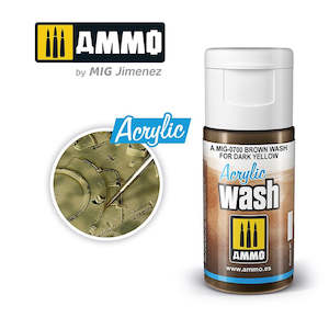 Mig Acrylic Filters: AMMO by Mig Jimenez 0700 Acrylic Filter Brown Wash For Dark Yellow