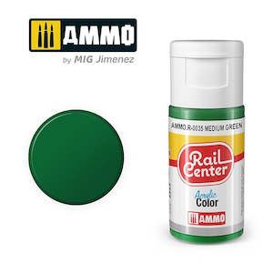Ammo By Mig Jimenez Railroad Colours: AMMO by Mig Jimenez AMMO.R-0035 Rail Center Medium Green Acrylic Paint