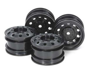 Tamiya 1 14th Scale Trucks: Tamiya 54741 OR RACE TRUCK WHEEL FRONT & REAR BLACK (4)