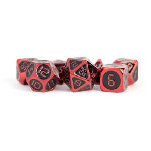 MDG MDG024 Metal Enamel Dice: Red with Black Enamel