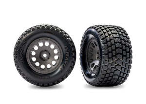 Usa Warehouse Stock: Traxxas 10775-GRAY Gray Rear Mini XRT Wheels w/ Gravix Tires (2)