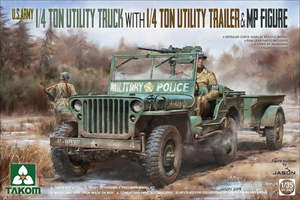 Takom 2126 1/35 U.S. Army 1/4 ton utility truck w/ trailer & MP figure