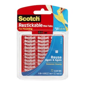 Scotch Restickable Mounting Tabs R103 13x13mm Pack Of 72 Tabs