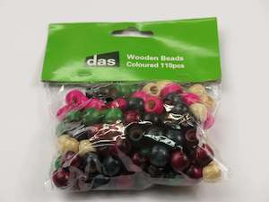Beads: Das Wooden Beads Coloured Pack Of 110