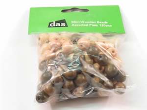 Beads: Das Mini Wooden Beads Assorted Plain Pack Of 120