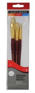 Brush Sets Feature Collection: Daler Rowney Simply White Bristle Short Brushes Set Of 3