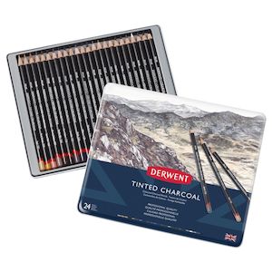 Charcoal: Derwent Tinted Charcoal Pencils Set of 24