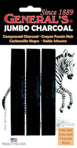 Charcoal: General's Compressed Jumbo Charcoal 6B (3 Pieces)