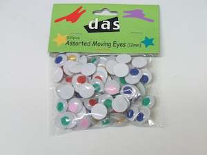 Embellishments Stickers: Das Moving Eyes 12mm Assorted Colours Pack Of 100