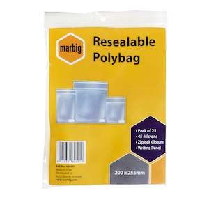Envelopes Packaging: Marbig Resealable Bags Writing Panel Pack Of 25
