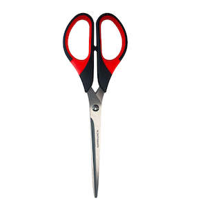 Office Stationery: Warwick Soft Grip Black and Red 182mm Left & Right Handed Scissors