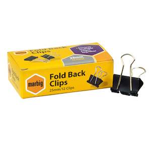 Foldback Clips: Marbig Fold Back Clips 25mm Box Of 12