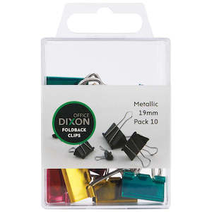 Foldback Clips: Dixon Foldback Clips Metallic Size 19mm Pack 10