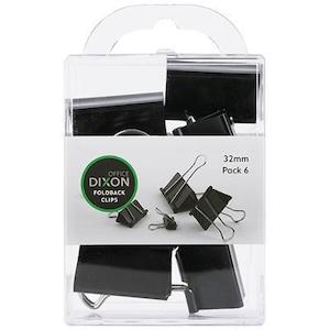 Dixon Foldback Clips Size 32mm Pack 6 Black
