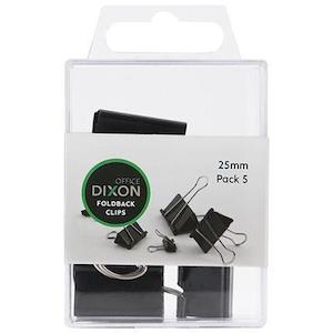 Dixon Foldback Clips Size 25mm Pack 5 Black