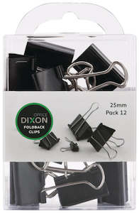 Dixon Foldback Clips Size 25mm Pack 12 Black