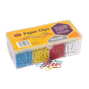 Marbig Paper Clips Assorted Colours Vinyl Coated Box Of 800