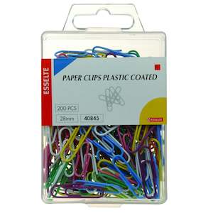 Other Paper Clips: Esselte Paper Clip 28mm Plast Coat Box Of 200
