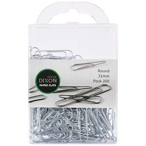 Dixon Paper Clips Size 31mm Round Pack Of 200 Silver