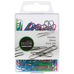 Other Paper Clips: Dixon Paper Clips 28mm Metallic Coloured Pack Of 100