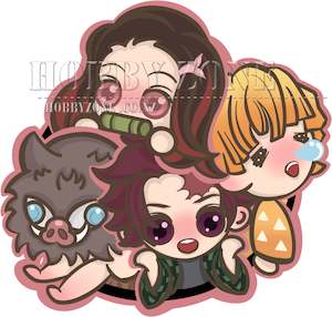 Demon Slayer Kimetsu No Yaba: Demon Slayer Tanjiro, Nezuko, Inosuke and Zenitsu Vinyl Decal Sticker