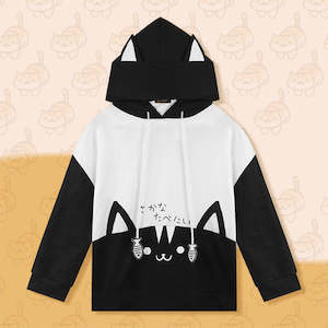 Cosplay Costume: Cute Black and White Cat Pullover Hoodie