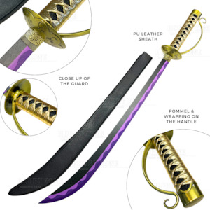 One Piece Gol D. Ace Cutlass Sword with PU Leather Sheath