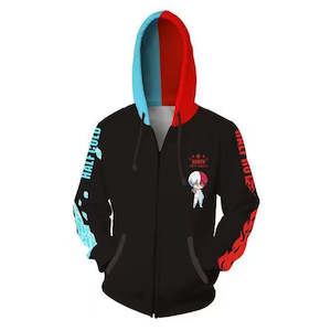 My Hero Academia - Todoroki Red & Turquoise - Silky Zip-Up Hoodie