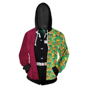 Demon Slayer - Giyuu Tomioka Kimono Cosplay - Silky Zip-Up Hoodie