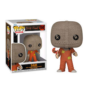 Dc Pop Vinyls: Trick 'r Treat – Sam in Orange Patchwork Pyjamas with Burlap Mask Pop! Vinyl Figure