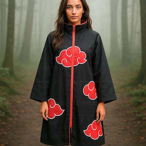 Naruto – Akatsuki Cloak – Twill Weave Red Cloud Cosplay Coat