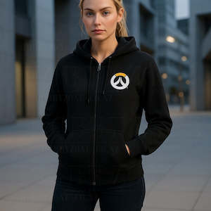 Hoodies: Overwatch – Black Cosplay Zip-Up Hoodie