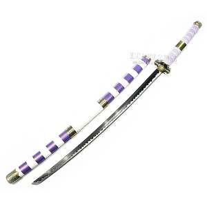 One Piece Luffy Nidai Kitetsu Sword - Purple & White Handle Katana - PU Wrapped Sheath