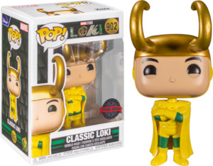 Stocktake Sale: Marvel - Classic Loki in Yellow Cape & Horned Helmet Arms Crossed Pose Pop! Vinyl Figure